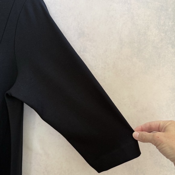 J. Jill Tunic Top Ponte knit Womens PL Black Scoop Neck 3/4 Sleeve minimalist - Picture 3 of 12